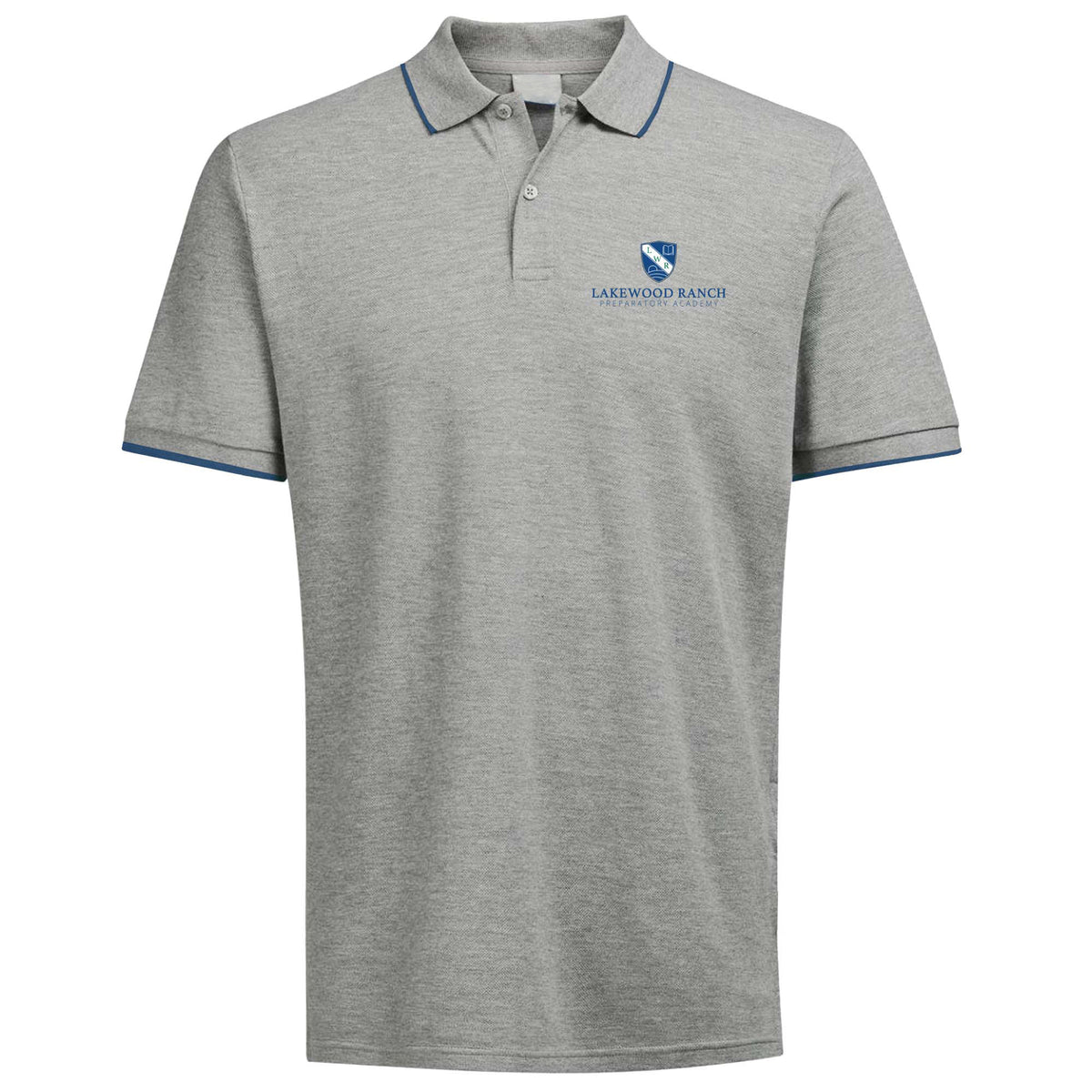 Lakewood Ranch Prep High School Gray Pique Polo with Navy Accents