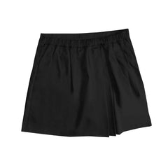 1776 Falda pantalón negra plisada de 2 tiros para niñas con dos pliegues laterales delanteros